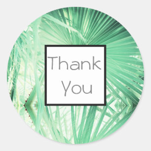 Pale Green Palm Thank You Wedding Gift Sticker