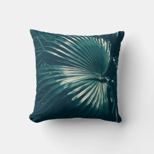 Pale Green Palm Tree Leaf Cushion Throw Pillow