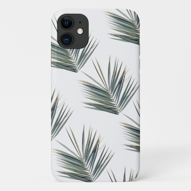 Pale Green Palm Tree Leaf iPhone 11 Case (Back)