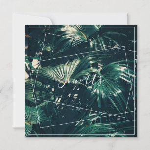 Pale Green Palm Tree Leaf Join Us Flat Card