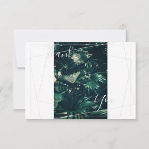 Pale Green Palm Tree Leaf Thank You Flat Card