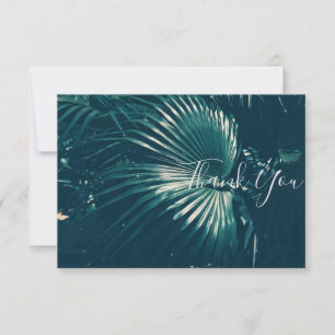 Pale Green Palm Tree Leaf Thank You Flat Card