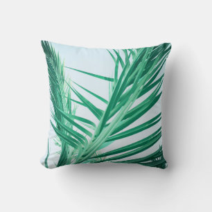 Pale Green Palm Tree Leaves Cushion