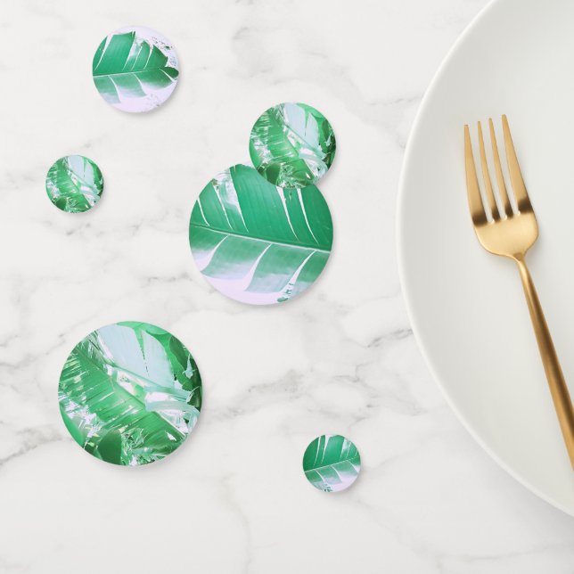 Pale Green Pastel Banana Tree Leaf Confetti (Group)