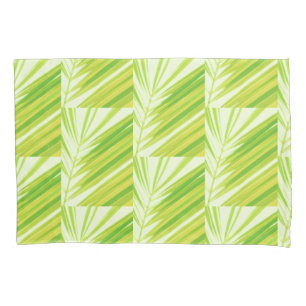 Pale Green Pastel Palm Leaves Pillowcase