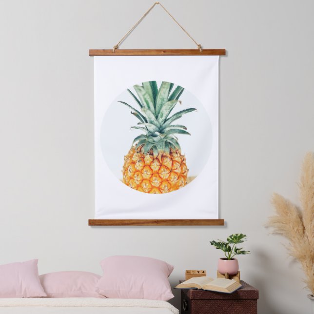Pale Green Pastel Pineapple Organic Feel Hanging Tapestry (Bedroom)