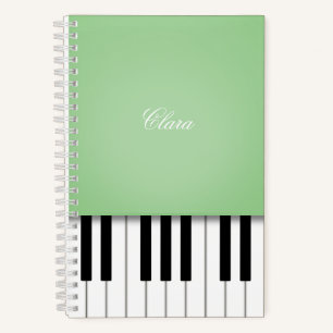 Pale Green Piano Music Keyboard Personalised Notebook