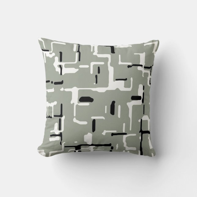 Pale Green Pink Black White Modern Cushion (Front)