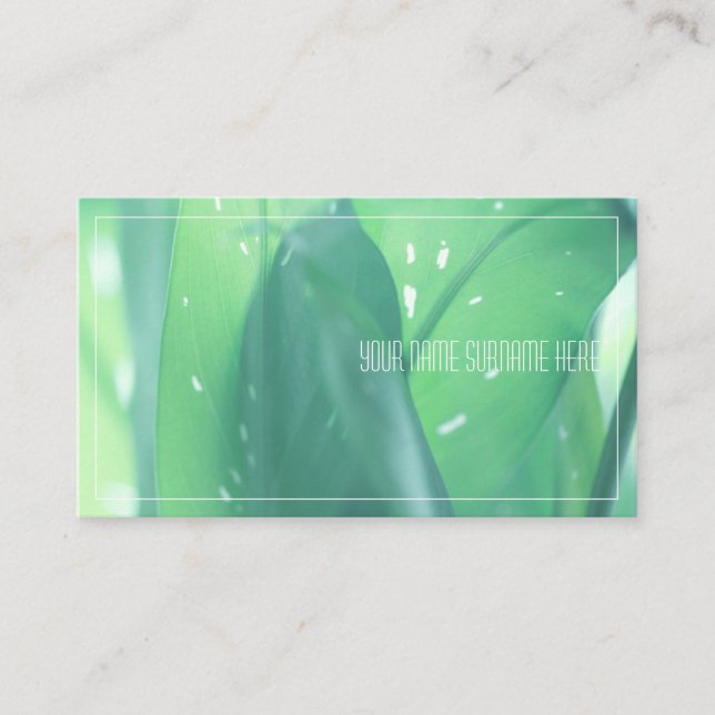 Pale Green Plant Leaves Nature Feel Business Card (Front)
