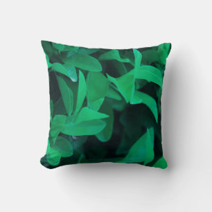 Pale Green Plant Leaves Throw Pillow Cushion