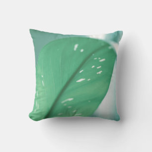 Pale Green Plant Leaves Throw Pillow Cushion