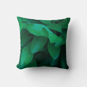 Pale Green Plant Leaves Throw Pillow Cushion