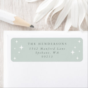 Pale Green Retro Stars Return Address