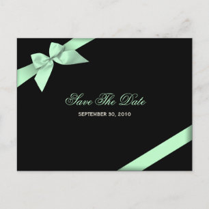 Pale Green Ribbon Save the Date Announcement Postcard