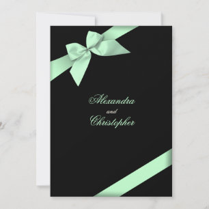 Pale Green Ribbon Wedding Announcement