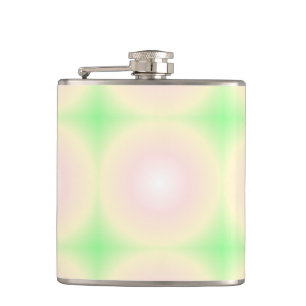 Pale Green Rose White 3D Optical Gradient Pattern Hip Flask