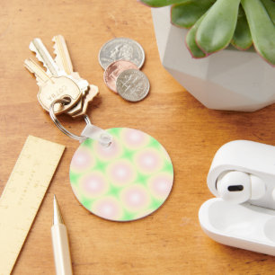 Pale Green Rose White 3D Optical Gradient Pattern Key Ring