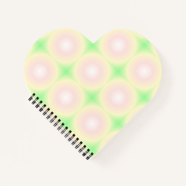 Pale Green Rose White 3D Optical Gradient Pattern Notebook (Front)