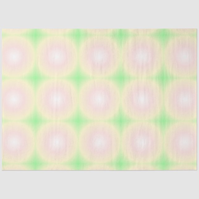 Pale Green Rose White 3D Optical Gradient Pattern Tissue Paper (Front)