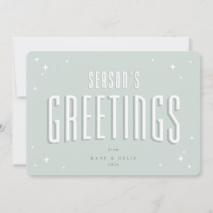 Pale Green Season's Greetings Retro Stars Flat Holiday Card