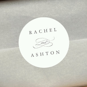 Pale Green Simple Elegant Wedding Classic Round Sticker