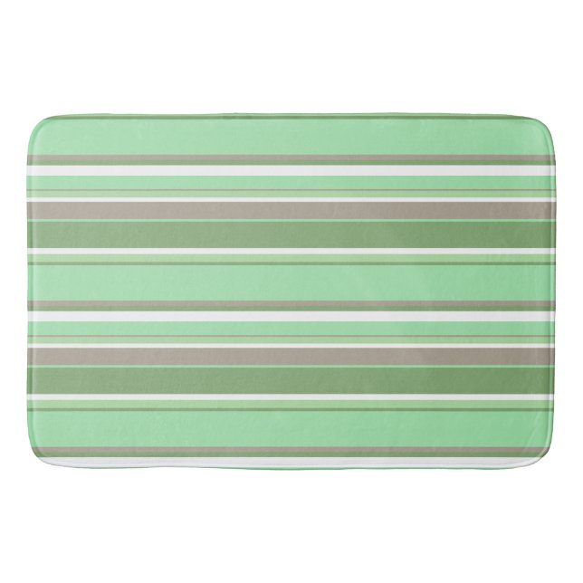Pale green stripes bath mat (Front)