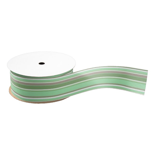 Pale green stripes grosgrain ribbon (Spool)