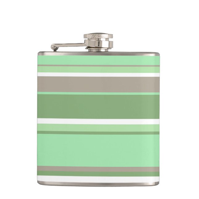 Pale green stripes hip flask (Front)