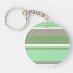 Pale green stripes key ring