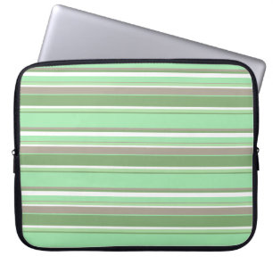 Pale green stripes laptop sleeve