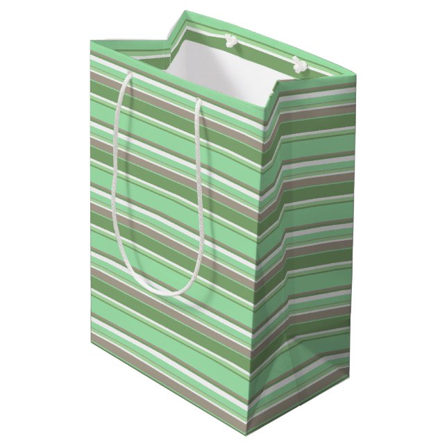 Pale green stripes medium gift bag (Back Angled)