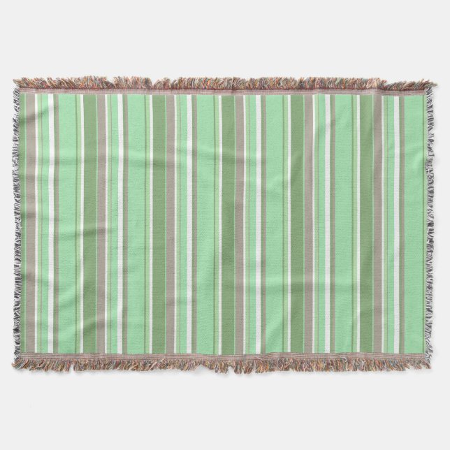 Pale green stripes throw blanket (Front)