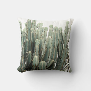 Pale Green Succulent Plants Throw Pillow Cushion