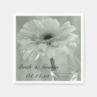 Pale Green Tinted Daisy Wedding Napkin
