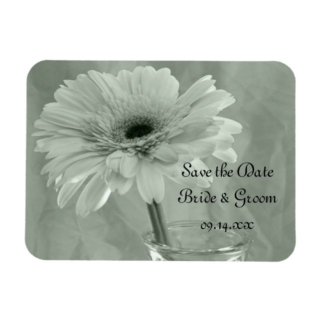 Pale Green Tinted Daisy Wedding Save the Date Magnet (Horizontal)