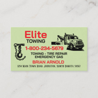 Pale Green Tow Truck Service Business Card