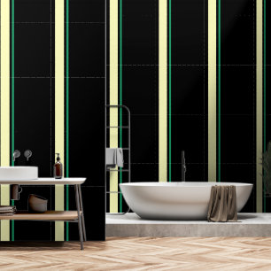 Pale + Green Vertical Stripe Black Wallpaper