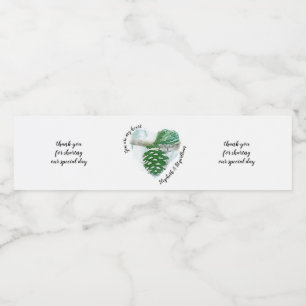 Pale Green Winter Pine Cone Watercolor Bridal Water Bottle Label