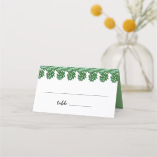 Pale Green Winter Pine Cone Watercolor Place Card