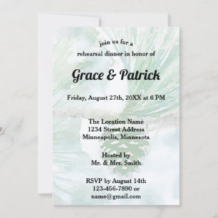 Pale Green Winter Pine Cone Watercolor Rehearsal Invitation