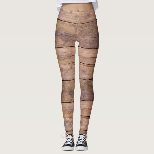 Pale Green, Wood Plank Leggings (Front)
