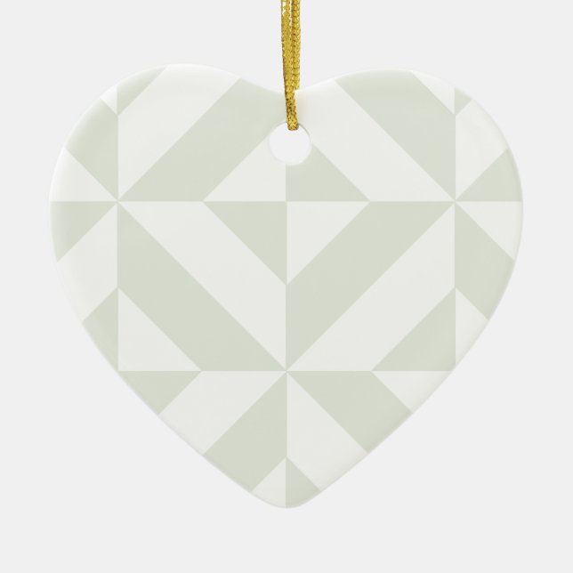 Pale Grey Geometric Deco Cube Pattern Ceramic Tree Decoration (Front)
