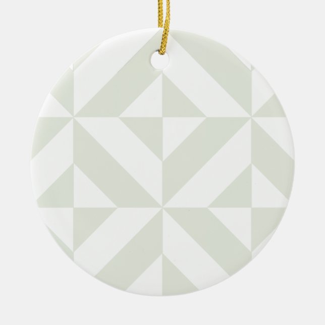 Pale Grey Geometric Deco Cube Pattern Ceramic Tree Decoration (Front)