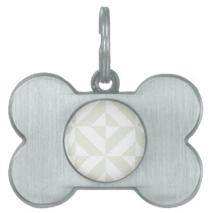 Pale Grey Geometric Deco Cube Pattern Pet ID Tag