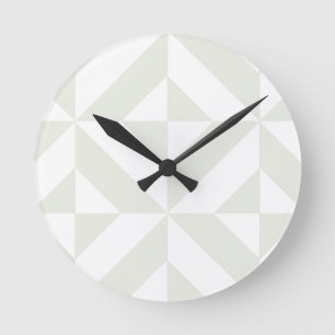 Pale Grey Geometric Deco Cube Pattern Round Clock