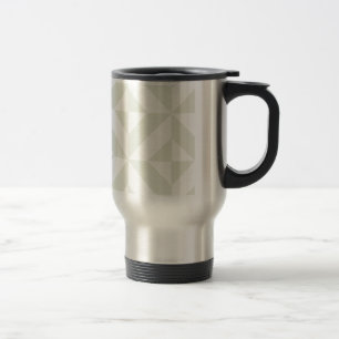 Pale Grey Geometric Deco Cube Pattern Travel Mug