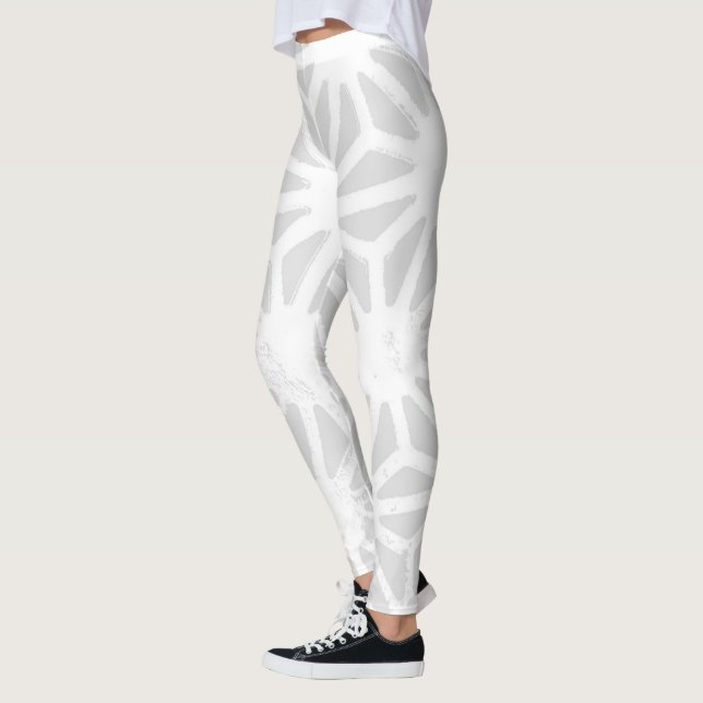 Pale grey geometric pattern leggings (Left)