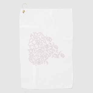 Pale Grey, Milk White, floral design Golf Towel