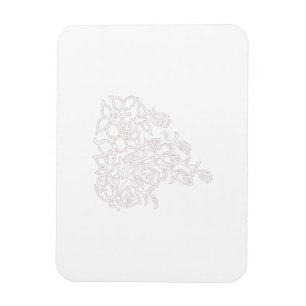 Pale Grey, Milk White, floral design Magnet
