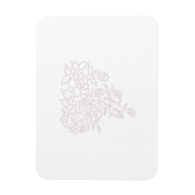 Pale Grey, Milk White, floral design Magnet (Vertical)